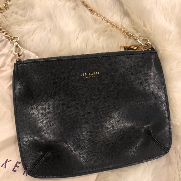 Like new! TED BAKER green mohair/black leather bag - Picture 3 of 6